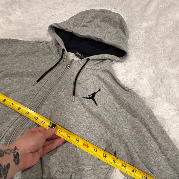 Nike Air Jordan All Around FZ Hooded Zip Front Gray Black Jacket Medium - Picture 5 of 12